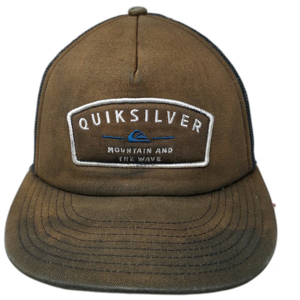 Quiksilver Trucker Hat Black One Size Mesh Back Snapback Mountain Wave Logo